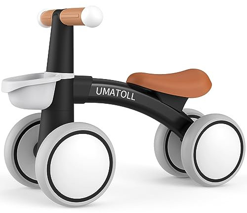 Umatoll Kinder Laufrad ab 1 Jahr, Spielzeug für 12-24 Monate, Baby Lauflernrad mit Korb für Jungen Mädchen, Geschenke für 1-jährige Geburtstag (Schwarz)