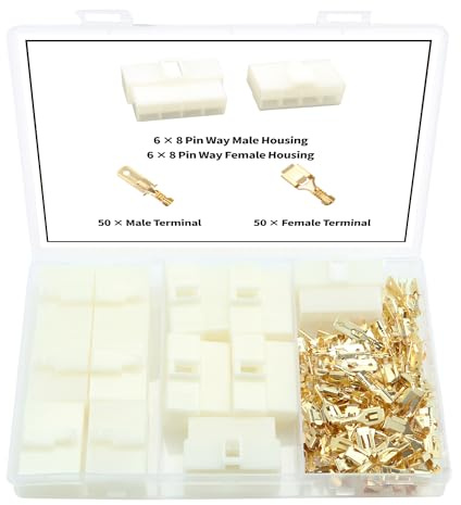 YIXISI 112 Pezzi 6.3mm Kit di Connettori Elettrici per Auto, 8 Pin Kit Connettore e Terminali da Crimpare, Connettori per Cavi Elettrici per Automobili, per Auto e Moto