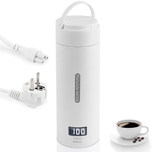 NVIYAM 380ML Hervidor Eléctrico Portátil,Taza de Agua Eléctrica,Taza de Viaje Calefacción,Con Ajuste de la Temperatura, Hervidor de Acero Inoxidable,220 V,Varias regulaciones de Temperatura