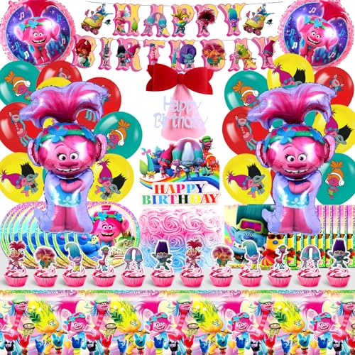 80s Trolls Birthday Decoration Set - Trolls Children's Birthday, Balloon, Balloon, Party, Tableware, Birthday Decorations, Birthday Party, Tablecloth