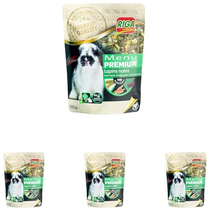 Riga - Menu Premium pour Lapin Nain - Mélange De Graines, Céréales, Fruits Et Légumes - Concept Tri-Nutrition - Fibres, Vitamines Et Minéraux - Élaboré par des Vétérinaires - 500 g