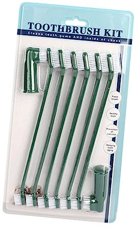 Happyyami 1set Dog Tooth Clean Tool Dual-Headed Toothbrush Kit for Efficient Teeth Cleaning Reduces Oral Health Risks for Dogs and Puppies