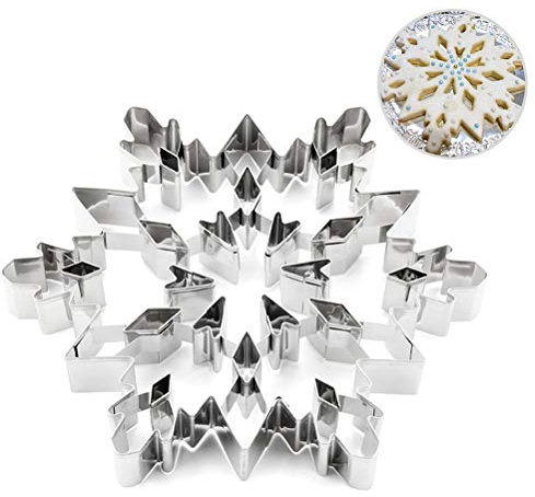 Thonlai 3D Snowflake Cookie Mold – Stainless Steel Baking Cutter for Christmas Cakes, Biscuits & Holiday Treats (Silver)