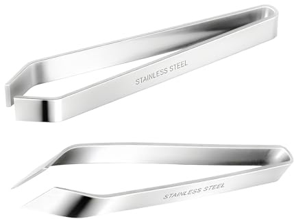 Fish Bone Tweezers 2-Pack, Stainless Steel Flat & Slant Tip Pliers with Non-Slip Grip for Deboning Salmon, Bass and Catfish
