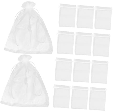 ibasenice 40pcs White Mesh Produce Bags with Drawstring Breathable Fruit Protector Netting for Garden Apple Trees and Vegetables Insect-resistant Reusable Net Bags