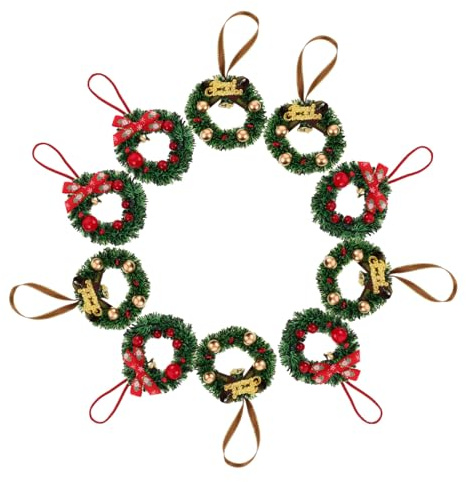Mikikit 10pièces Mini-couronnes De Noël Artificielles Guirlandes Décoratives pour Portes Et Cheminées Centre De Table pour Fêtes De Fin Année