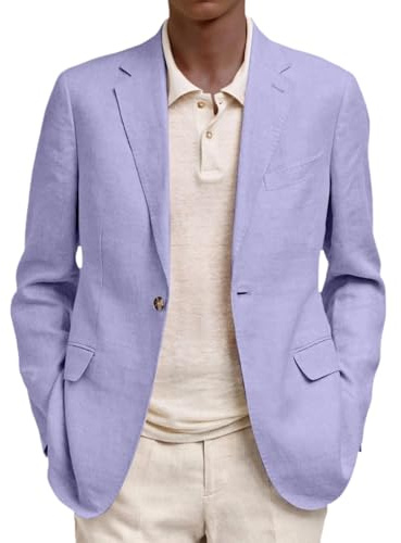 Linen Blazer For Men Uk - Men Regular Fit Suit Jacket Loose Fit Lightweight Sports Coat Comfortable Breathable Outerwear One Button Notched Collar Blazers Solid Color Casual Suit Jacket