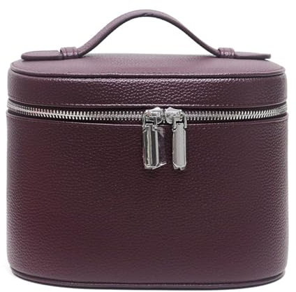 Trousse De Maquillage Portable, Trousse De Maquillage en Cuir, Sac avec Compartiments Amovibles pour Maison Voyage (Violet)