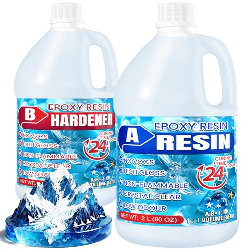 Epoxy Resin - 4L Crystal Clear Epoxy Resin Kit for Table Top, Art Casting, Wood Coating, Jewellery Making, Ornament, DIY Art &Craft, Low Odour, Non-Toxic, Self-Leveling, Non-Yellowing