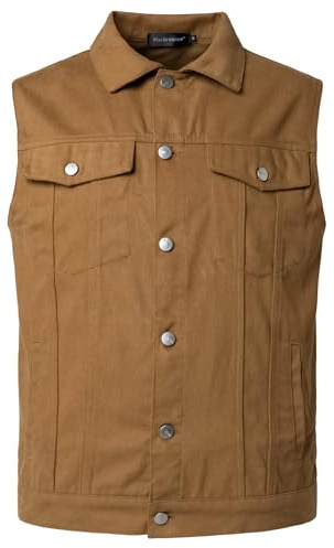 Harbrosrce Gilet sans manches en coton pour homme, style décontracté, vintage, motard, cowboy, jeans