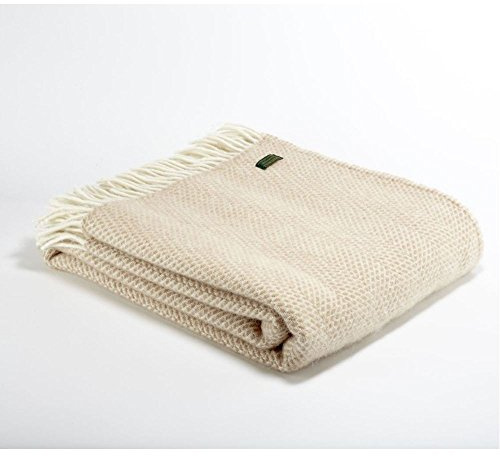 Tweedmill Textiles 100% Pure Wool Blanket Beehive Throw Design in Oatmeal