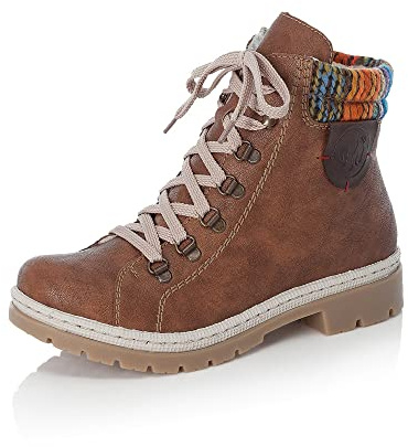 Rieker Femme Bottines Y9430, Dame Bottines à Lacets,Botte à Lacets,Chaussure de Transition,Botte,Demi-Botte,Marron (Braun / 22),38 EU / 5 UK