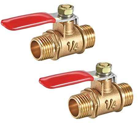 sourcing map Válvula de bola de Aire de latón del interruptor de desconexión de 1/4 NPT Acoplador del tubo macho a macho 2uds