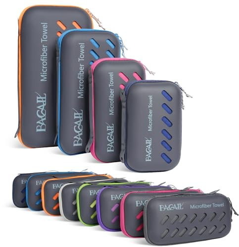 BAGAIL Serviette de Voyage en Microfibre, Parfaite pour le Camping, la Natation et la Plage, Séchage Rapide - Super Absorbante - Ultra Compacte, idéale pour le Sport, la Gym, le Yoga et les Randonnées