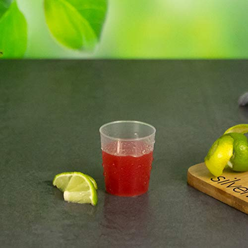 Silverkitchen 100 Schnapsgläser 2cl, Plastik Shotgläser mit Eichstrich 20ml, Wiederverwendbar, Made In Germany