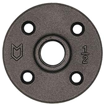 Natural Goods Berlin Flansch Pipe Fitting Gewindeflansch Metall  BSP Rohrhalterung Wandregal Temperguss Verbindungsflansch Rohre Wandmontage Eisen Vintage Möbel Industrial Style (1, 1/2 Zoll)