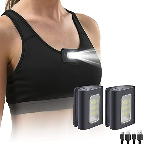 Yzoni 2 Pack Running Lights for Runners, Rechargeable Magnetic Clip on Light with Red Mode, LED Night Walking Light for Hiking, Running, Jogging, Water Resistant