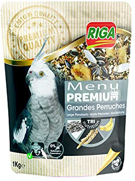Riga - Premium-Menü für Großsittiche - Mischung aus Körnern, Getreide und Pflanzlichen Proteinen - Tri-Nutrition-Konzept - Fördert eine Optimale Darmfunktion - 1 kg