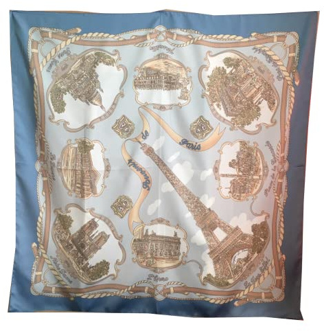Generic Scarf Paris Eiffeltornet och andra monument i Paris - fyrkantig form- medelstorlek 85 x 85 cm - himmelsblå färg, Färg: röd, M
