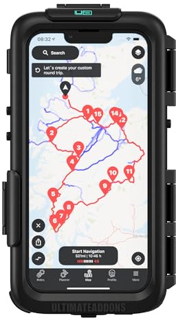 Ultimateaddons Motorcycle Waterproof IPX5 Case Compatible with Apple iPhone 13/13 Pro & 16e - Front and Rear Camera Panel