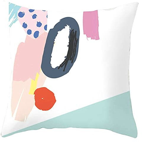 Ayoiow Zierkissenbezüge 45x45cm, Couchkissen Bezug Kissenbezug Polyester Ovales Graffiti Punkt Muster Sofakissen Dekokissen Wohnzimmer 18x18 Inch