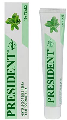 President DENTIFRICIO TEENS 12+ Gusto Menta. Protegge dalla carie, rende i denti più forti e aiuta a proteggere e mantenere sane le gengive. Senza parabeni,SLS, allergeni e PEG - RDA 50-50 ml