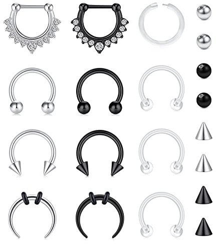 VF VFUN 16G Septum Piercing Für Damen Septum Piercing Jewellry 10mm Edelstahl Daith Earring Cz Cartilage Helix Tragus Daith Bijouterie Silber Schwarz
