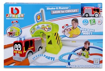 Bburago Junior - Shake-It Runner Infinity Track Police - Spielzeug-Rennbahn mit Polizeiauto, Shake & Go Funktion, offizielle Polizeilizenz, empfohlenes Alter ab 24 Monaten