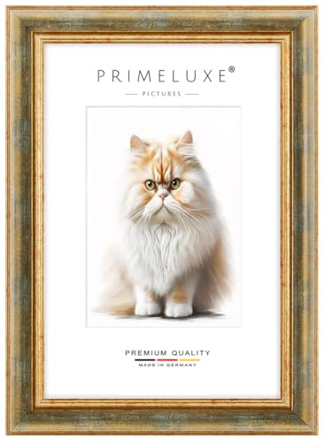 PrimeLuxe Cornice portafoto barocca su misura, 33 x 44 cm, in oro turchese, dimensioni a scelta, con vetro acrilico antiriflesso, cornice per poster, puzzle, collage di foto