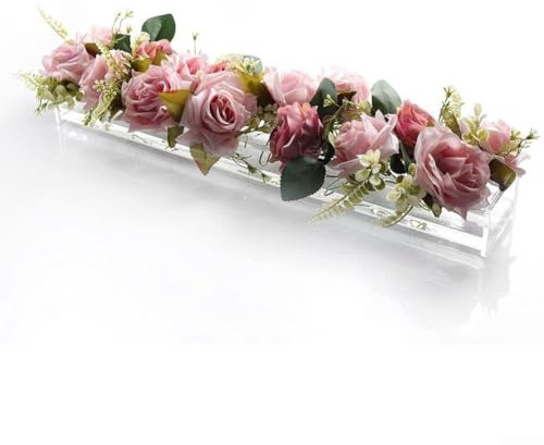 Centre de table floral rectangulaire en acrylique, vase moderne transparent, pour table à manger, maison et mariage
