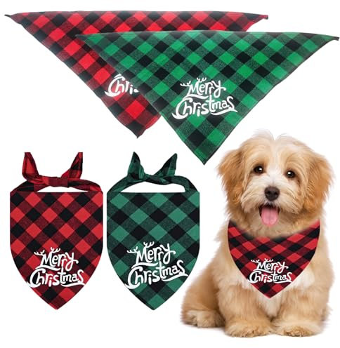 2 Stück Weihnachtshund Bandanas, Halstuch Hund, Hundekostüm Weihnachten, Einstellbare Dreieck Hundehalstuch für Haustier Weihnachten Kostüm Dekoration Zubehör, für kleine mittlere große Hunde