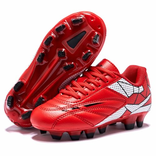 Soccer Cleats for Toddlers Little Kids Football Boots Lace Up Firm Outsoles for Artificial Grass 3 Colors