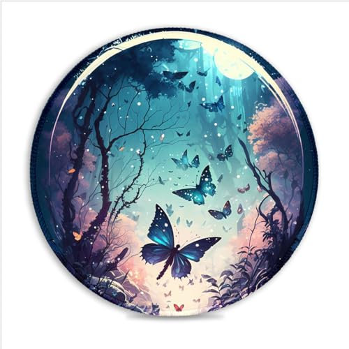 LJSPTU Gaming Mouse Pad Butterfly Dream Portable (11.8-inch) Heat-Resistant Spill-Proof Desk Mat 360° Smooth Tracking for Esports, Compact for Travel Gaming Setup