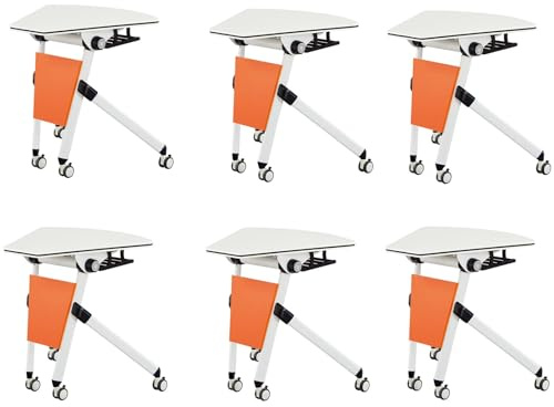 Mesa de conferencias plegable moderna de 180 cm, mesa de entrenamiento portátil naranja para oficina, seminario, aula, centro de medios, diseño compacto para reuniones y eventos