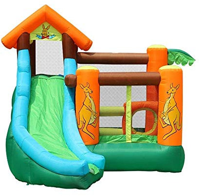 Uppblåsbar Trampolin, Uppblåsbar hoppborg med rutschkana, studsmatta, vattenpåse, 385x300x290cm, oxfordtyg och PVC