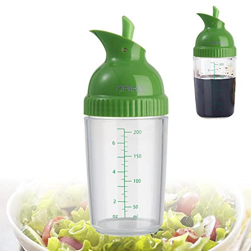 Salad Dressing Shaker,200ml Plastic Clear Measuring Bottle,Salad Dressing Mixer Bottle with Scale and Pour Spout,BPA Free Dripless Pour PP Dispenser Leak Proof Sealed Spout Lid, for Mixing Dressings
