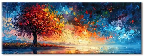 ShengDexin Grand tableau mural sur toile 120 x 30 cm - Poster et impression d'art - Arbre de vie - Décoration murale pour salon - Sans cadre