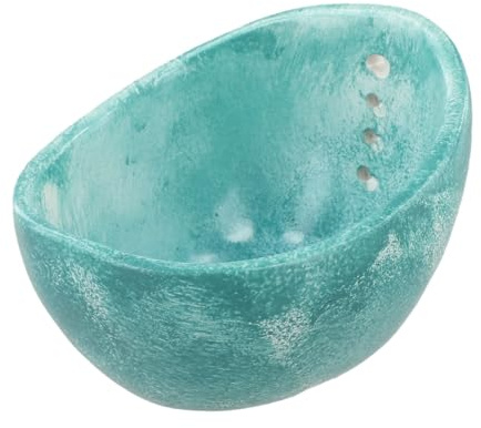 Tidevib Pottery Herb Stripper Bowl with Multi Sized Holes Designed for Efficient Herb Stem Stripping, Resin Build for Long Term Kitchen Use and Simple Cleaning (Blue)