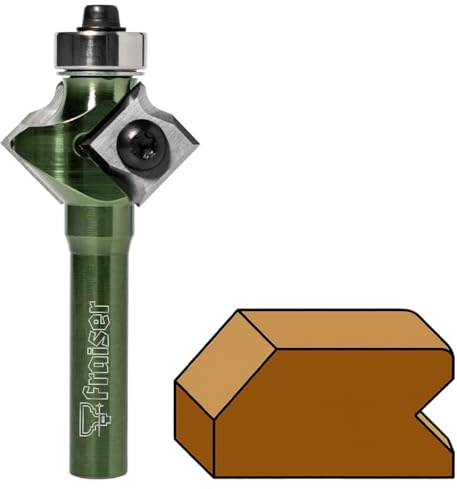 Fraiser Billy - fresa per smussare 45 gradi e raggio 3 concavo, con cuscinetto, per legno e derivati - gambo 8 mm - utensile professionale per fresatrice manuale, rifilatore e banco fresa