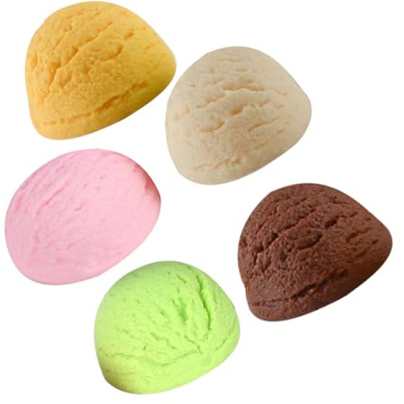 BESPORTBLE Lot de 5 Boules de Glace Factices en PVC Multicolores, Accessoires Photo Décoratifs pour Bar à Café et Fête, Modèles Réalistes Légers et Portables pour Présentation et Exposition