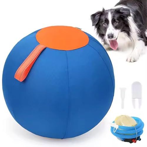 Palla da pastore per cani, palla gigante per cani per esercizi all'aperto, palla per cani in PVC da 45,7 cm, con cerniera e cinghia per manico e copertura in poliestere, resistente ai graffi