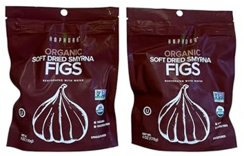 Dried Figs - All Natural Organic Soft Dried Smyrna Figs - Vegan Kosher and Gluten-Free Healthy Snack - 6oz Each (Pack of 2)