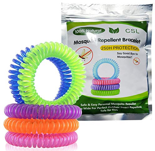 CSL Mosquito Repellent Bracelets - 10 Pack - All Natural, Deet Free and Waterproof Bands for Adults and Children Foiled Packed