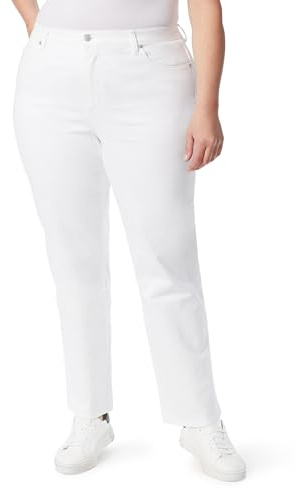 Gloria Vanderbilt Amanda Classic High Rise Tapered Jean Plus Size, Blanc Vintage, 48 Femme