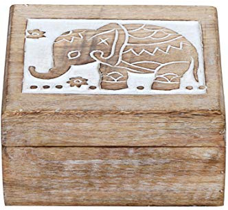 Orientalische kleine Aufbewahrungsbox mit Deckel Awa 17cm groß | Orientalischer Schmuckkästchen für Mädchen und Damen zur Schmuckaufbewahrung | Marokkanische Schatulle Box aus Holz