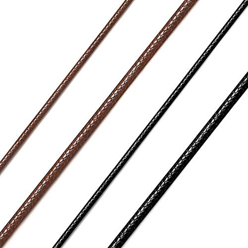 Richsteel Lederkette Herren Leder Halskette Männer Damen Lederband 2/3mm breit Kette Schwarz/Braun mit Verschluss Lederhalsband Ohne Anhänger Schmuck 40-76cm Geeignet für Männergeschenke