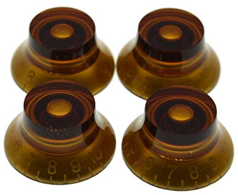 Dopro Lot de 4 boutons de sonnette de guitare américains (impérial) LP 24 cannelures fines pour Gibson Les Paul avec pots CTS Ambre