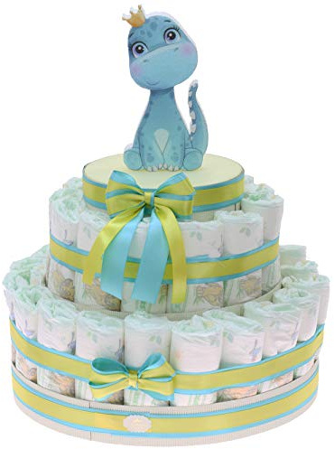 Viale Magico Torta Pannolini Neonato Dinosauro, Idea Regalo Nascita Economica e Originale (Pannolini da 30pz Dinosauro Louis)