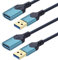 Cable de extensión USB 3.0 [2 paquetes] cable de extensión USB macho a hembra de alta velocidad de 0,6m para Xbox/unidad flash/lector de tarjetas/disco duro/teclado/impresora/escáner (1,5M, Azul)
