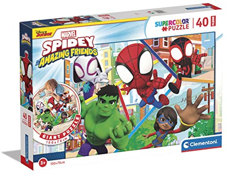 Clementoni - 25468 - Supercolor Puzzle 40 Floor Marvel Spidey - 40 Pieces - Jigsaw Puzzle For Kids Age 3